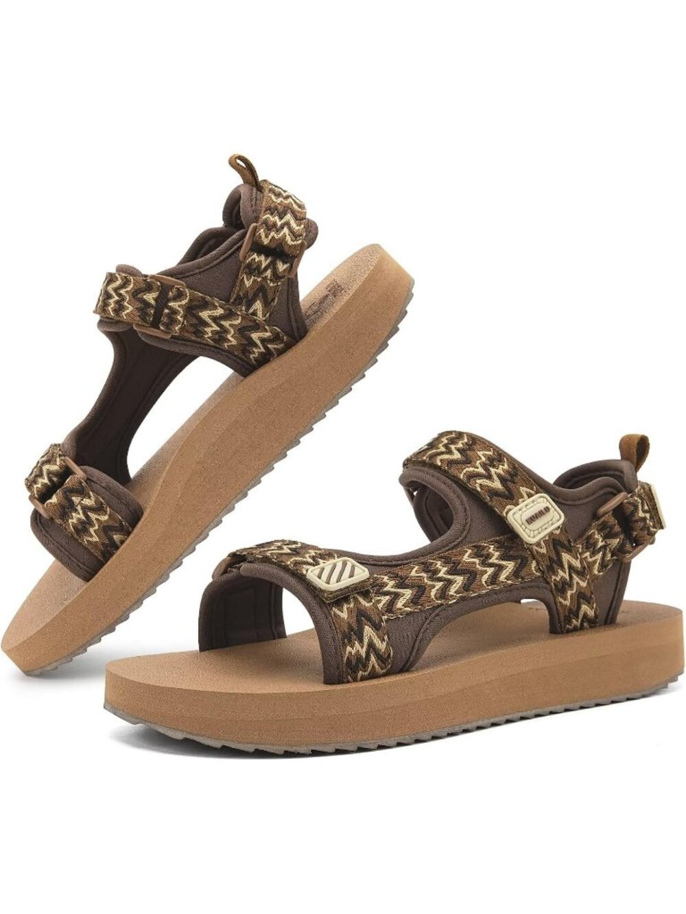 Women's Brown Comfortable Foam Arch Support Adjustable Strap Hiking Sandal Shoes